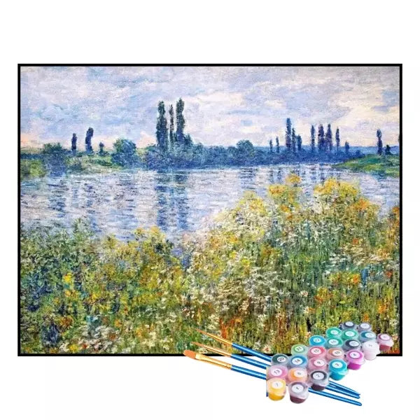 Kit de Pintura Numerada - Flores às Margens do Sena em Vétheuil, Claude Monet (KIT PROMOCIONAL)