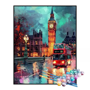 Kit de Pintura Numerada - Noite Chuvosa em Londres (KIT PROMOCIONAL)