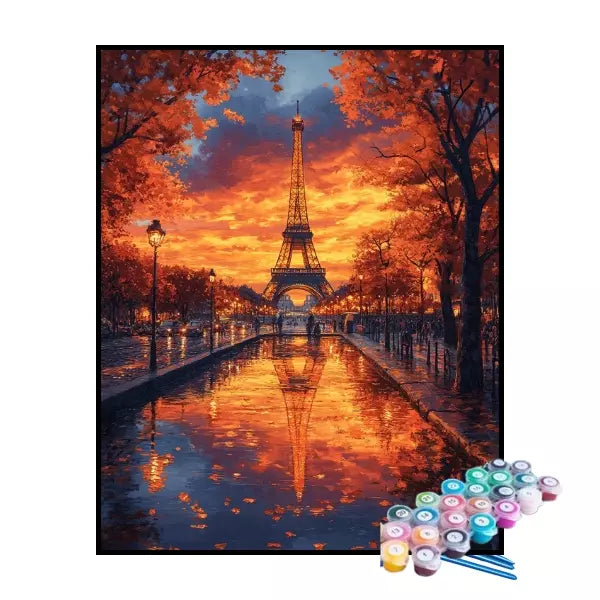 Kit de Pintura Numerada - Torre Eiffel ao entardecer (KIT PROMOCIONAL)