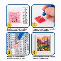 Kit de Pintura com Diamantes - Cabana no Coração da Floresta