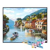 Kit de Pintura Numerada - Vila Colorida à Beira do Mar (KIT PROMOCIONAL)