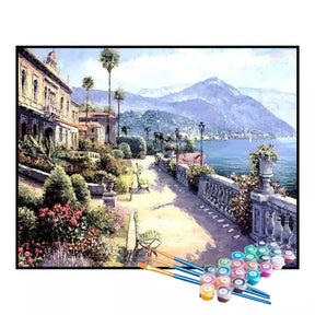 Kit de Pintura Numerada - Passeio Florido à Beira do Lago (KIT PROMOCIONAL)