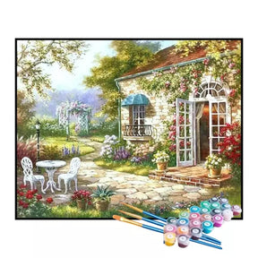 Kit de Pintura Numerada - Casa de Campo no Jardim Florido (KIT PROMOCIONAL)