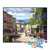 Kit de Pintura Numerada - Vila Mediterrânea com Vista para o Mar (KIT PROMOCIONAL)