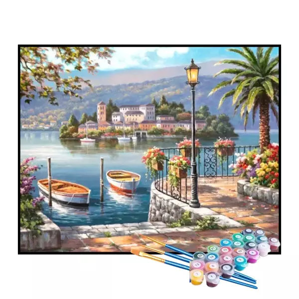 Kit de Pintura Numerada - Varanda com Vista para a Ilha (KIT PROMOCIONAL)