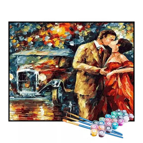 Kit de Pintura Numerada - Beijo Sob as Luzes da Cidade (KIT PROMOCIONAL)