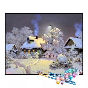 Kit de Pintura Numerada - Noite de Inverno na Vila (KIT PROMOCIONAL)