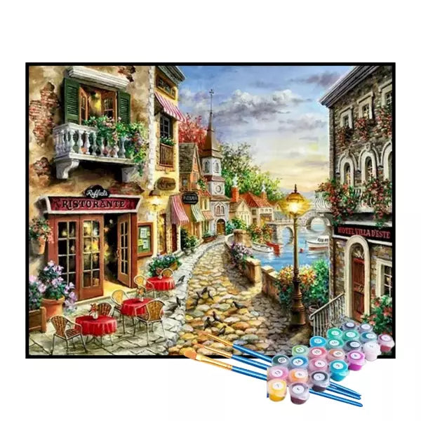 Kit de Pintura Numerada - Ristorante à Beira do Canal (KIT PROMOCIONAL)