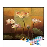 Kit de Pintura Numerada - Lótus em Tons Dourados (KIT PROMOCIONAL)