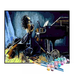 Kit de Pintura Numerada - Musa da Música ao Piano (KIT PROMOCIONAL)