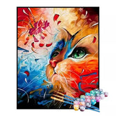 Kit de Pintura Numerada - Gato em Cores Abstratas (KIT PROMOCIONAL)