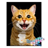 Kit de Pintura Numerada - Gato Laranja Sorridente (KIT PROMOCIONAL)