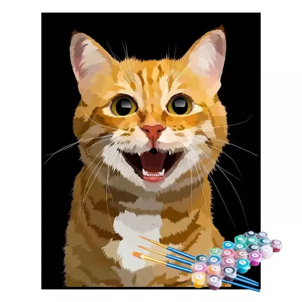 Kit de Pintura Numerada - Gato Laranja Sorridente (KIT PROMOCIONAL)
