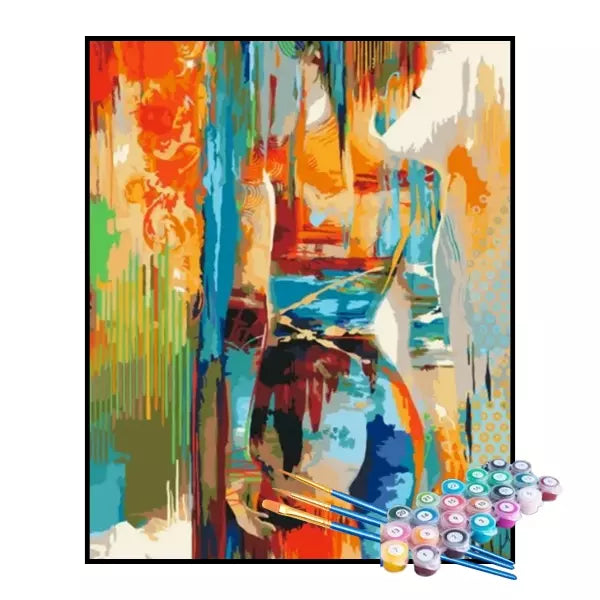 Kit de Pintura Numerada - Silhueta em Cores Abstratas (KIT PROMOCIONAL)