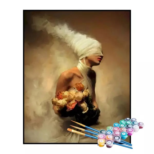 Kit de Pintura Numerada - Dama das Flores Secretas (KIT PROMOCIONAL)