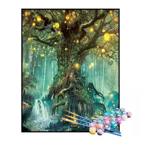 Kit de Pintura Numerada - Árvore Encantada na Floresta (KIT PROMOCIONAL)