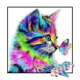 Kit de Pintura Numerada - Gatinho Arco-Íris e Borboleta (KIT PROMOCIONAL)