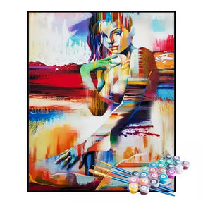 Kit de Pintura Numerada - Mulher em Cores Vibrantes (KIT PROMOCIONAL)