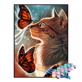 Kit de Pintura Numerada - Gato e Borboletas Místicas (KIT PROMOCIONAL)