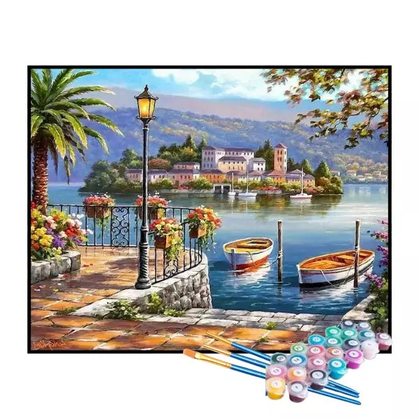 Kit de Pintura Numerada - Varanda à Beira do Lago (KIT PROMOCIONAL)