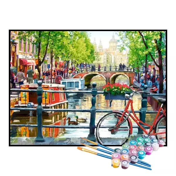 Kit de Pintura Numerada - Canais de Amsterdã (KIT PROMOCIONAL)