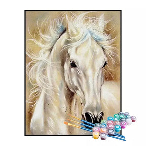 Kit de Pintura Numerada - Cavalo Branco Majestoso (KIT PROMOCIONAL)