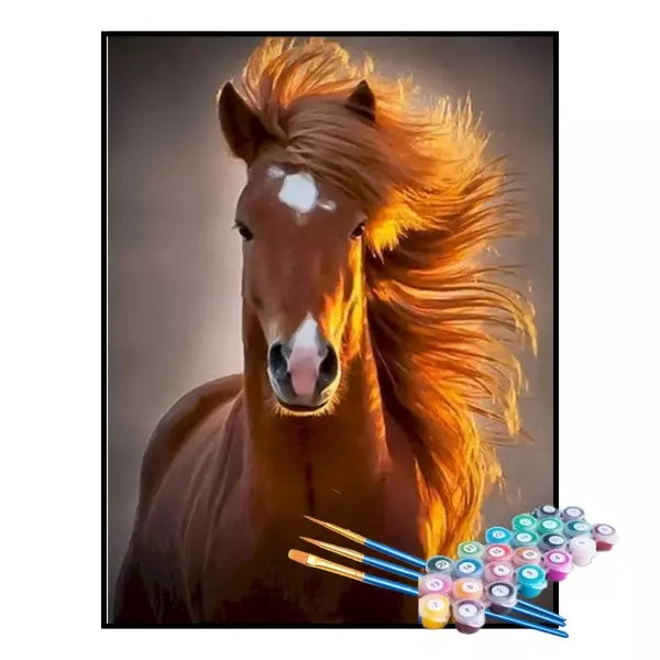 Kit de Pintura Numerada - Cavalo ao Entardecer (KIT PROMOCIONAL)