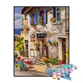 Kit de Pintura Numerada - Bistrô na Vila Mediterrânea (KIT PROMOCIONAL)