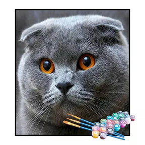 Kit de Pintura Numerada - Gato de Olhos de Âmbar (KIT PROMOCIONAL)