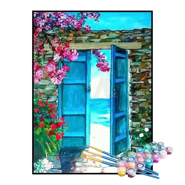 Kit de Pintura Numerada - Porta Azul para o Mar (KIT PROMOCIONAL)