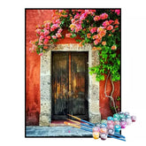 Kit de Pintura Numerada - Porta Rústica Florida (KIT PROMOCIONAL)