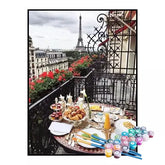 Kit de Pintura Numerada - Café da Manhã em Paris (KIT PROMOCIONAL)