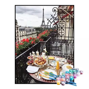 Kit de Pintura Numerada - Café da Manhã em Paris (KIT PROMOCIONAL)