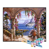 Kit de Pintura Numerada - Varanda Mediterrânea em Flor (KIT PROMOCIONAL)