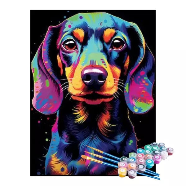 Kit de Pintura Numerada - Salsichinha em Cores Neon (KIT PROMOCIONAL)