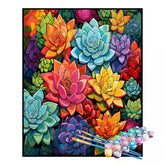 Kit de Pintura Numerada - Suculentas Arco-Íris (KIT PROMOCIONAL)