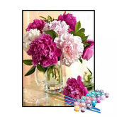 Kit de Pintura Numerada - Buquê de Peônias em Vidro (KIT PROMOCIONAL)