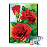 Kit de Pintura Numerada - Três Rosas Vermelhas (KIT PROMOCIONAL)