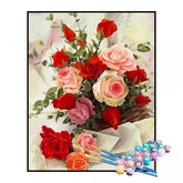 Kit de Pintura Numerada - Buquê de Rosas em Cesta (KIT PROMOCIONAL)