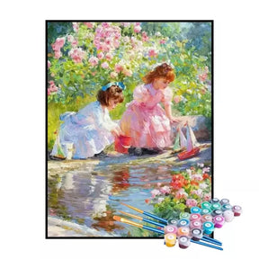 Kit de Pintura Numerada - Barquinhos no Jardim de Rosas (KIT PROMOCIONAL)