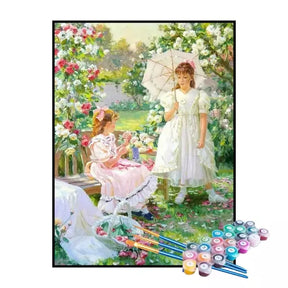 Kit de Pintura Numerada - Conversa no Jardim Florido (KIT PROMOCIONAL)