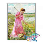 Kit de Pintura Numerada - Colhendo Flores no Campo (KIT PROMOCIONAL)