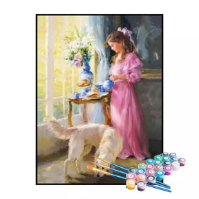 Kit de Pintura Numerada - Chá da Tarde com Meu Cão (KIT PROMOCIONAL)