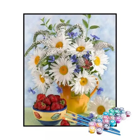 Kit de Pintura Numerada - Margaridas e Morangos de Verão (KIT PROMOCIONAL)
