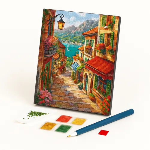 Kit de Pintura com Diamantes - Escadaria no Vilarejo