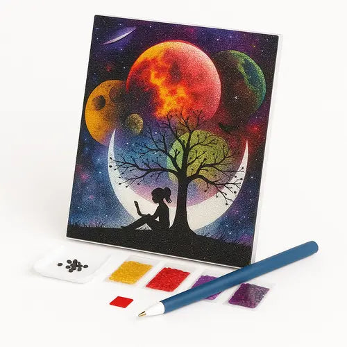 Kit de Pintura com Diamantes - Planetas Entrelaçados