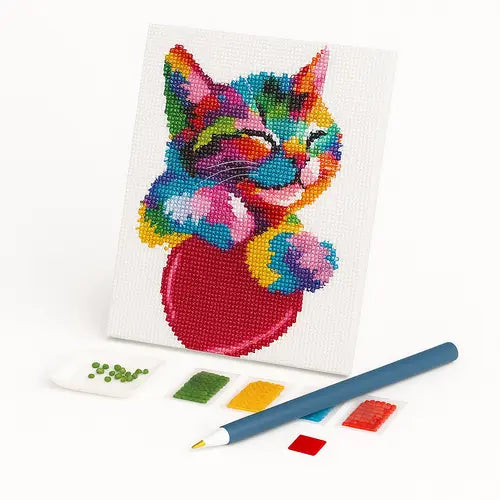 Kit de Pintura com Diamantes - Gatinho Carinhoso