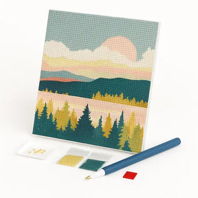 Kit de Pintura com Diamantes - Montanhas sob um Céu Azul