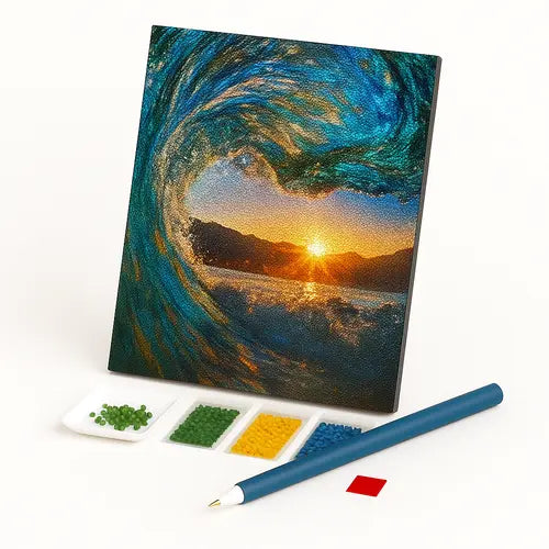 Kit de Pintura com Diamantes - Onda no Mar