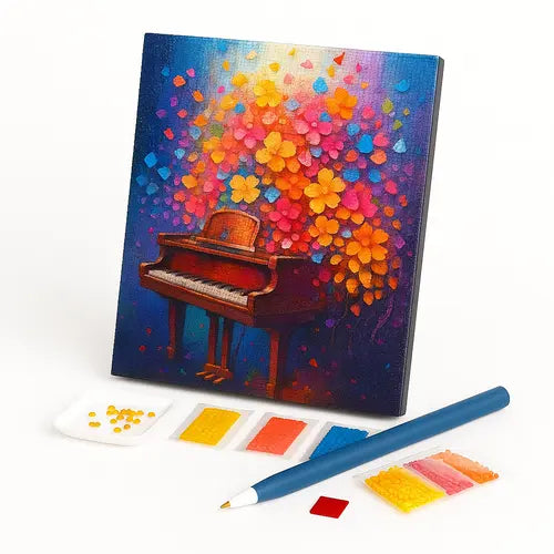 Kit de Pintura com Diamantes - Piano Florido